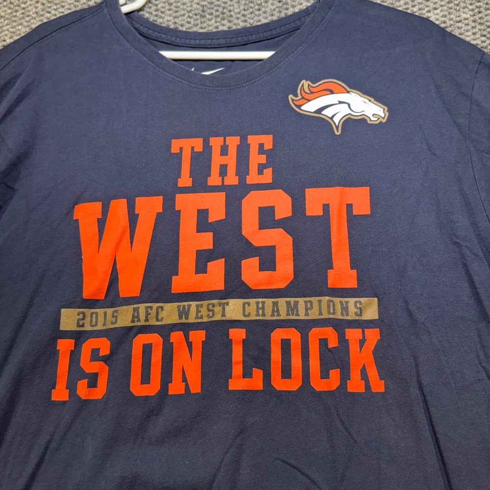 Nike Mens Denver Broncos 2015 AFC West Champions T-Shirt Navy Blue XXL Athletic